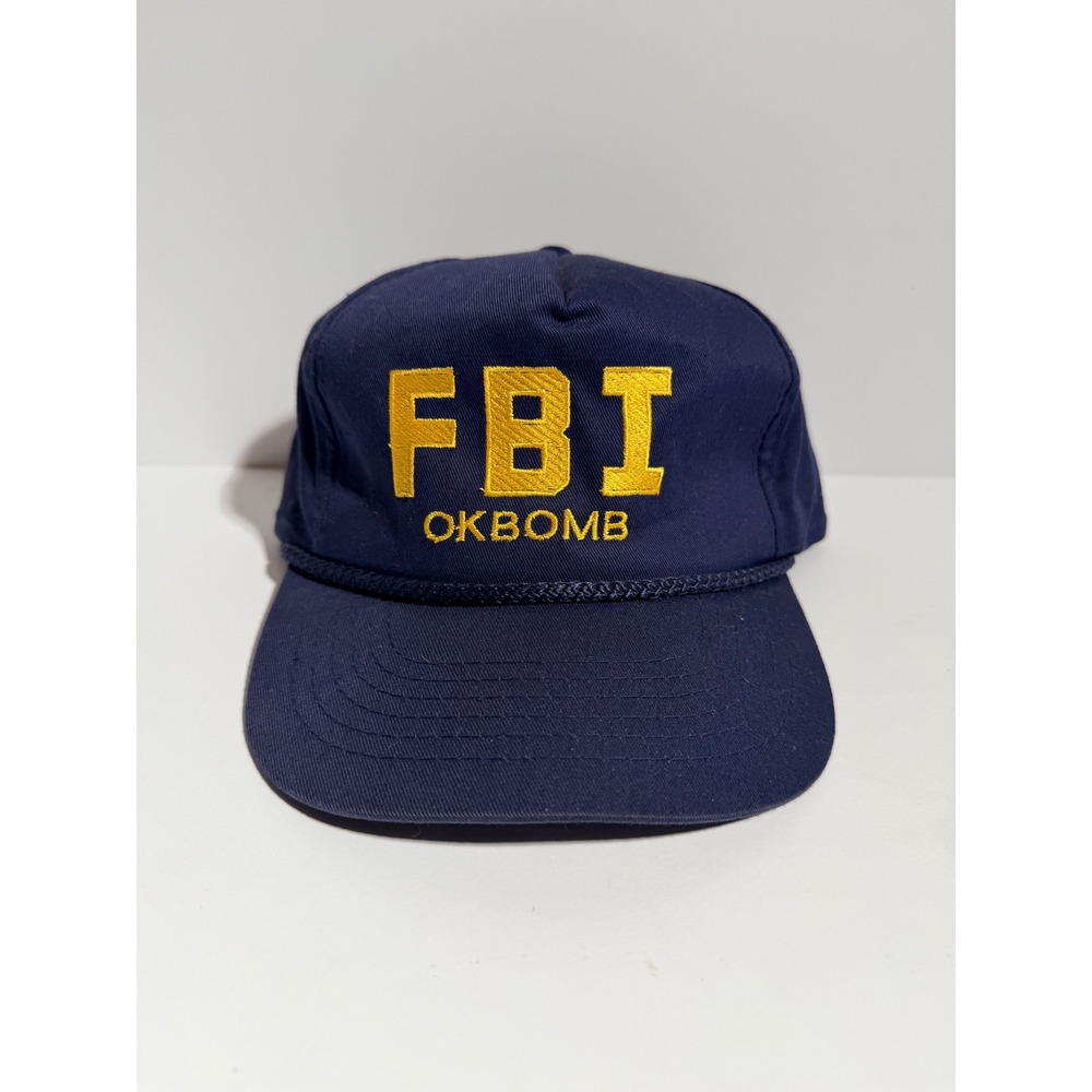 1995 Vintage Young An‎ FBI OKBOMB Hat Mens OSFA Navy Blue Oklahoma City Bombing
